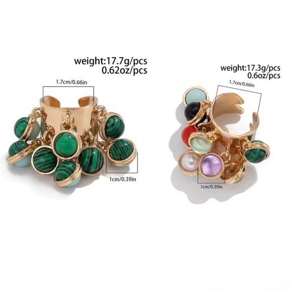 Colorful Natural Stone Fringe Ring - Picture 15 of 15